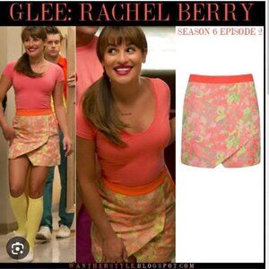 Ted Baker London Keleche Jacquard Neon Pink Floral Wrap Skirt Size 8 US Glee